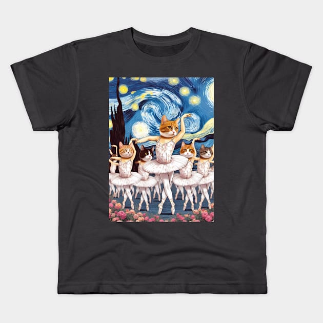 Cat Ballet Kids T-Shirt by Jason's Finery